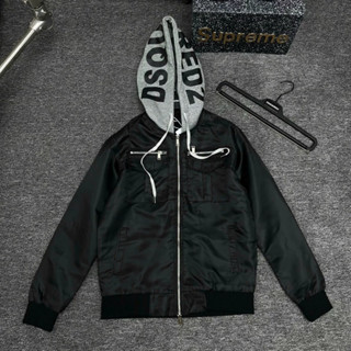 Áo khoác mũ nam nữ Dsq vải gió túi zip ngực phối mũ nỉ xám 2 lớp in chữ Dsquared2 , Áo gió có mũ, Áo gió DSQ, Áo gióIcon