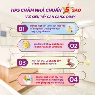 Combo 3 Xịt tẩy cặn Canxi Obay 450ml không xộc mùi an toàn không hại bề mặt sạch sau 2 phút
