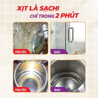 Combo 3 Xịt tẩy cặn Canxi Obay 450ml không xộc mùi an toàn không hại bề mặt sạch sau 2 phút