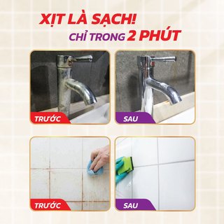 Combo 3 Xịt tẩy cặn Canxi Obay 450ml không xộc mùi an toàn không hại bề mặt sạch sau 2 phút