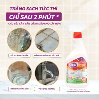 Combo 3 Xịt tẩy cặn Canxi Obay 450ml không xộc mùi an toàn không hại bề mặt sạch sau 2 phút