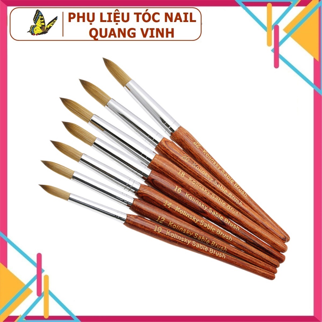 Cọ đắp bột nail kolinsky germany (cán gỗ)