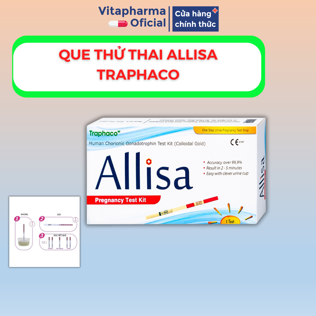 Que Thử Thai Allisa - Test Thử Thai Phát Hiện Nhanh, Chính Xác (Hộp 1 Que Thử) [Chính Hãng] - Vitaph