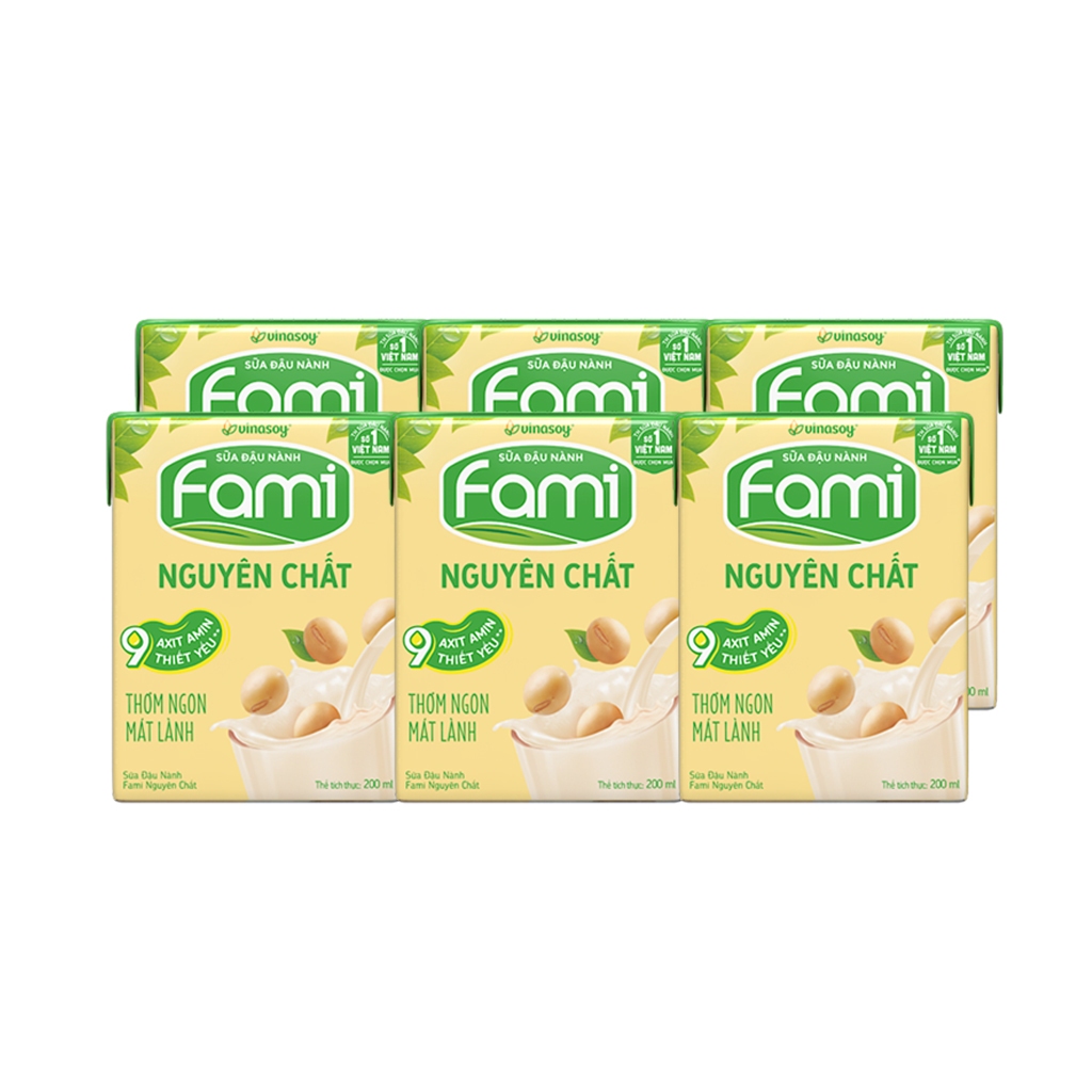 Lốc 6 hộp sữa Fami/Fami Canxi có đường 200ml