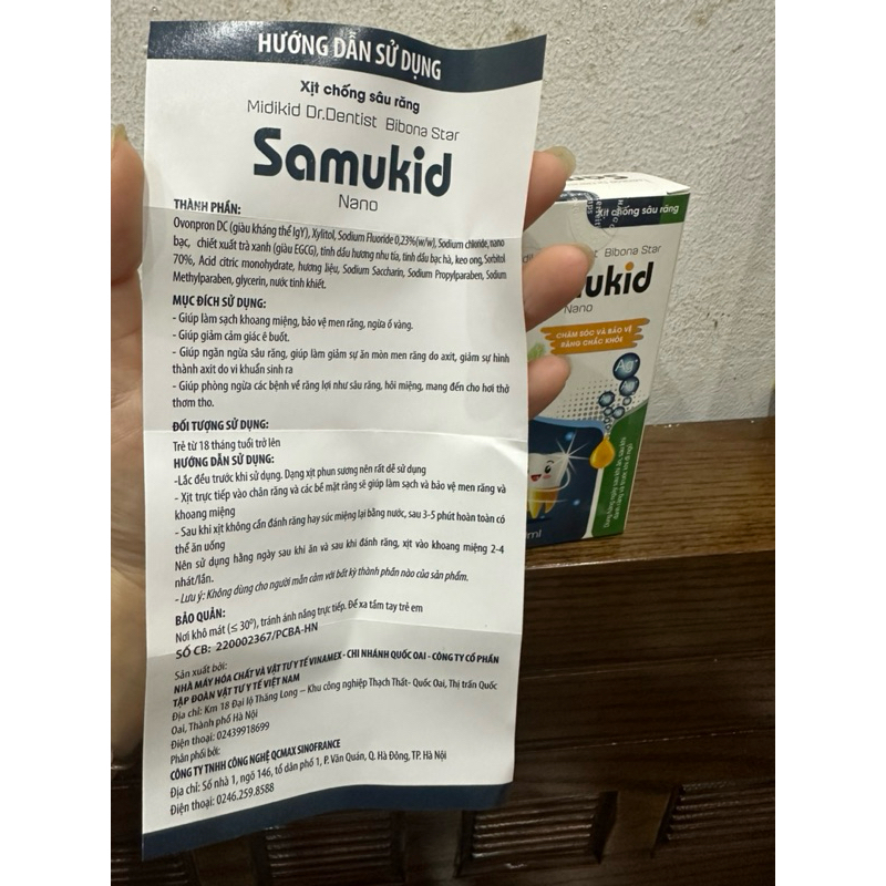 Xịt chống sâu răng sún răng thơm miệng thảo dược Midikid Dr.Dentist Bibona Star Samukid Nano khoẻ mạnh 30ml chính hãng