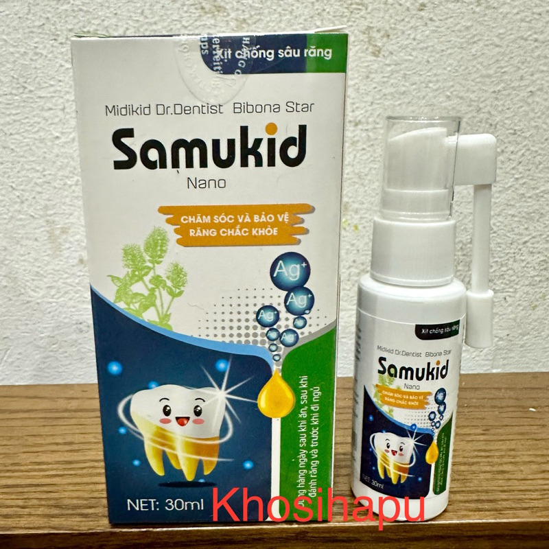 Xịt chống sâu răng sún răng thơm miệng thảo dược Midikid Dr.Dentist Bibona Star Samukid Nano khoẻ mạnh 30ml chính hãng