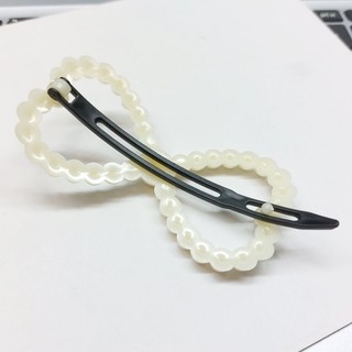 Kẹp tóc nhựa hạt trắng thời trang