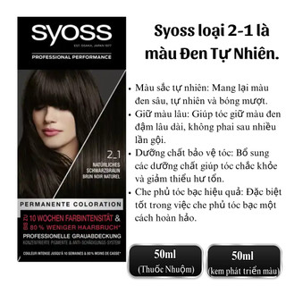Thuốc nhuộm tóc Syoss màu Nâu Đen, lên từ mọi nền tóc,Kèm Oxy Trợ Nhuộm – Hàng Đức