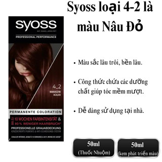 Thuốc nhuộm tóc Syoss màu Nâu Đen, lên từ mọi nền tóc,Kèm Oxy Trợ Nhuộm – Hàng Đức