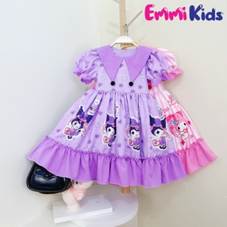 B62- EMMIKIDS Váy Lolita Kuromi cho bé gái ,váy công chúa Melody Chất vải lụa 5D