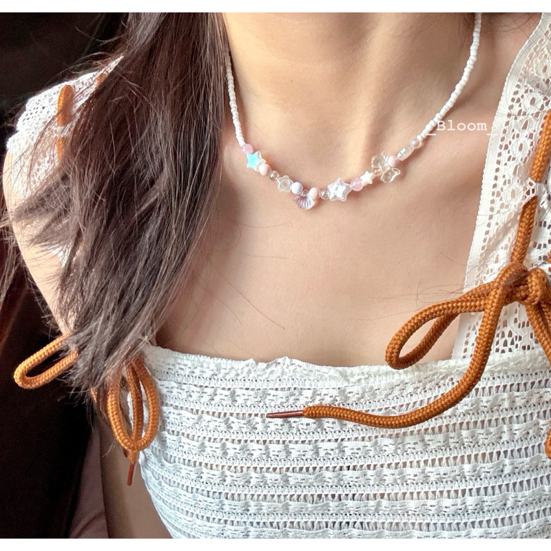 Vòng cổ nơ nữ nhẹ nhàng tinh khiết tông nơ hồng🎀