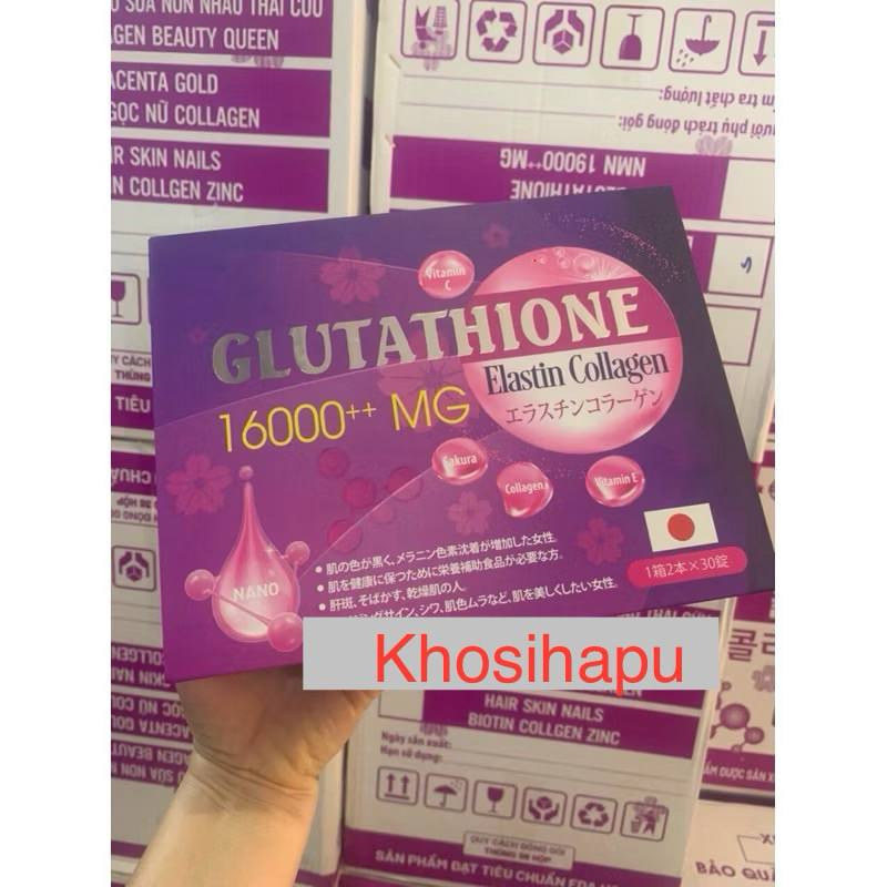 Viên Uống Trắng da COLLAGEN - GLUTATHIONE 16000 bổ sung collagen, vitamin E giúp Trắng Da, Mờ Nám, Giảm Nhăn 60 viên