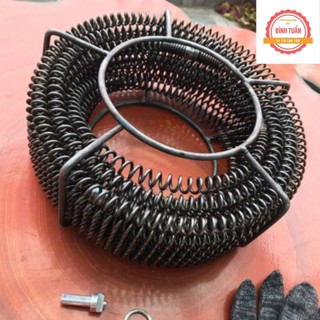 Dây thông tắc cống, bồn rửa dùng cho máy khoan 3M,6M,9M,12M,15M,18M dây lò xo phi 16 + 6 đầu thông + 1 đầu kết nối......
