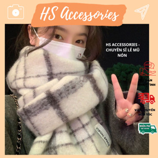 Khăn quàng cổ nữ - Khăn choàng mùa đông ấm áp phong cách Hàn Quốc Dạ Trắng Đen mềm mịn - HKC03