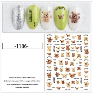 sticker trang trí nail mã gấu