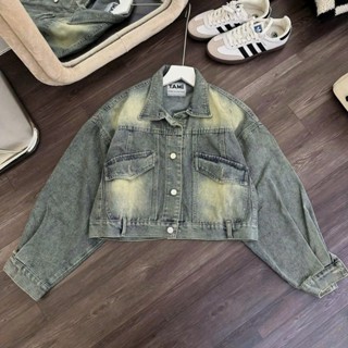   BIGSIZE 85kg  Áo Khoác Jean Nữ Dáng Lửng Dài Tay 2 Túi Trước To áo khoác bò nữ năng động hottrend2024 