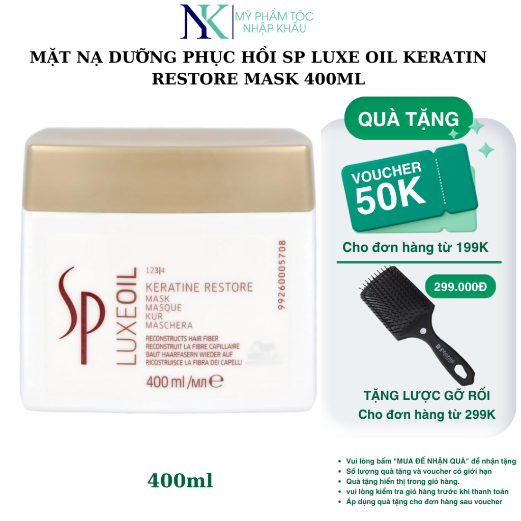 Hấp dầu phục hồi tóc SP Wella Luxe Oil 400ML