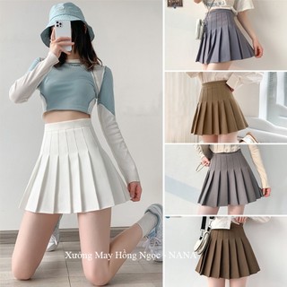  Chân váy xếp ly Tennis cạp cao dáng ngắn xòe có lót trong - Chân váy Tennis ngắn vải mềm co giãn nhẹ đi học biển công sở 