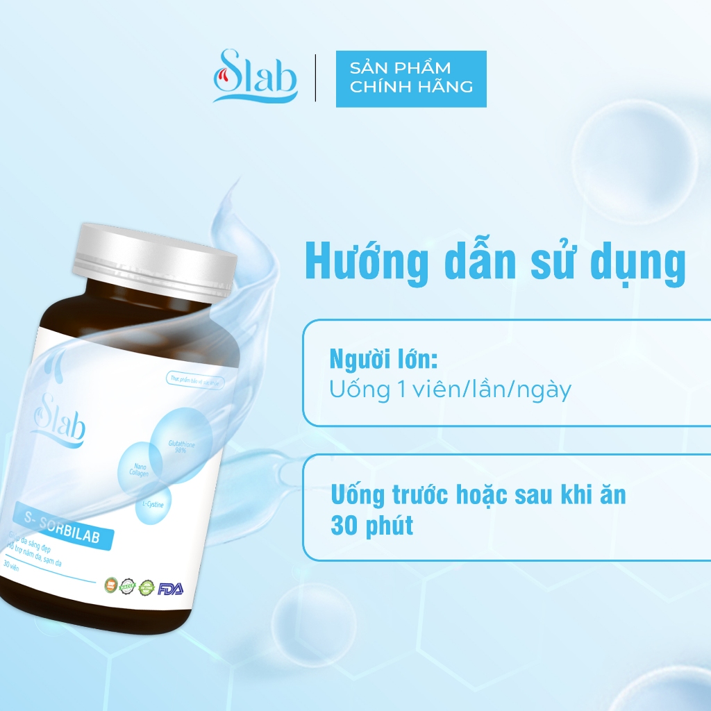 Viên uống trắng da Slab - S-Sorbilab Dưỡng Sáng Hạn Chế Sạm Nám - Mỹ Phẩm Dưỡng Da Slab
