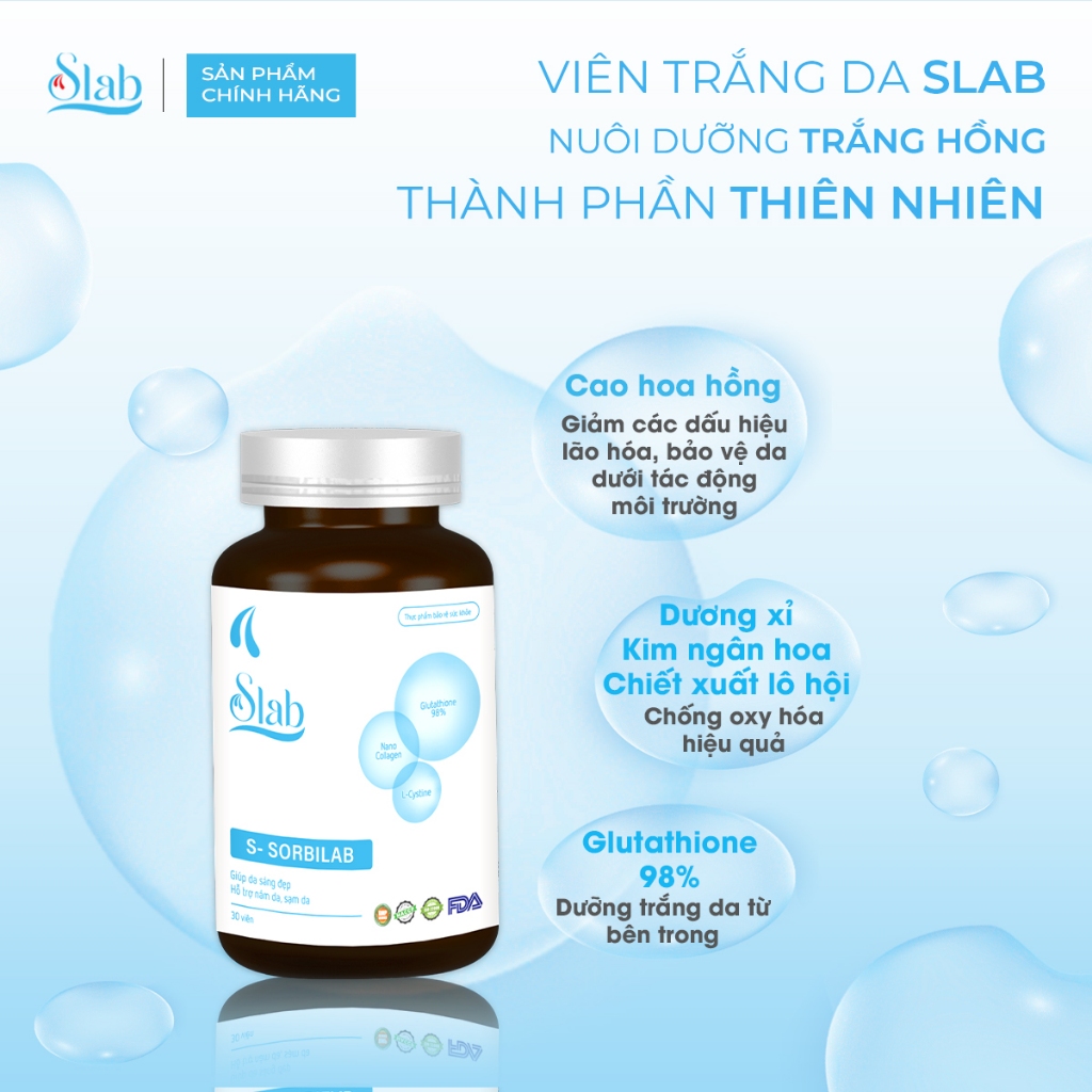 Viên uống trắng da Slab - S-Sorbilab Dưỡng Sáng Hạn Chế Sạm Nám - Mỹ Phẩm Dưỡng Da Slab