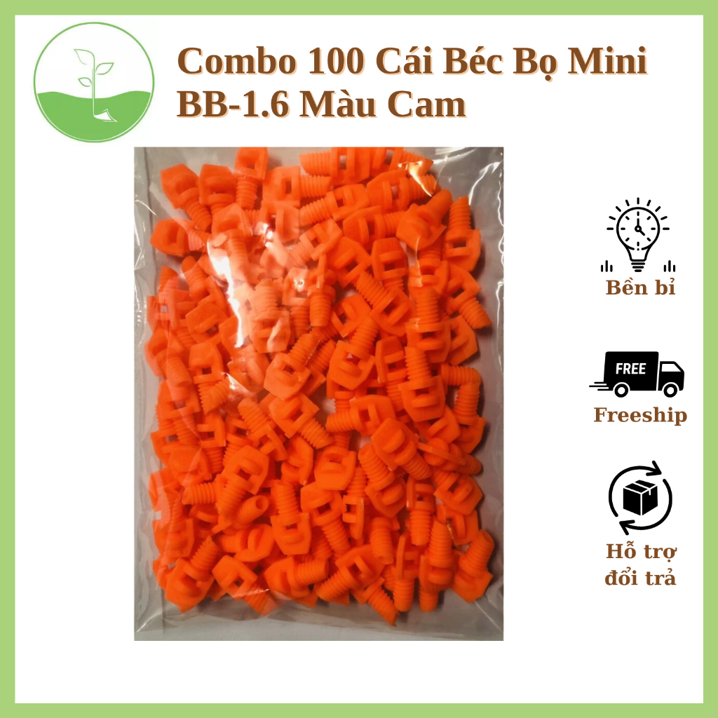 Combo 100 Cái Béc Bọ Mini BB-1.6 Màu Cam Chân 6mm Bán Kính Tưới 0.3-1.2m