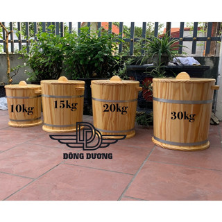Thùng gỗ đựng gạo 10kg, 15kg, 20kg, 30kg, thùng đựng gạo phong thủy đem tài lộc vào nhà
