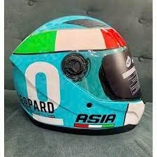 Mũ bảo hiểm Fullface Asia tem leopard lên đuôi gió pista cực ngầu đi chơi,đi phượt an toàn