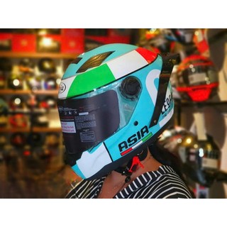 Mũ bảo hiểm Fullface Asia tem leopard lên đuôi gió pista cực ngầu đi chơi,đi phượt an toàn