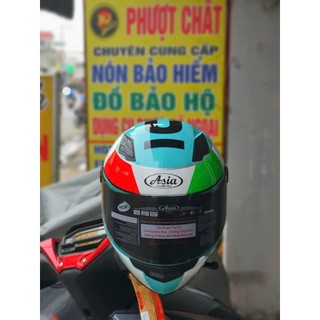 Mũ bảo hiểm Fullface Asia tem leopard lên đuôi gió pista cực ngầu đi chơi,đi phượt an toàn