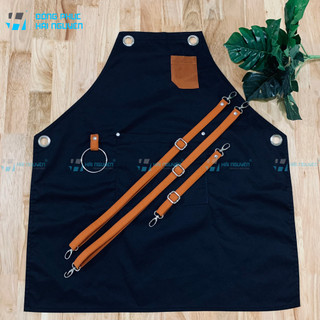 Tạp dề pha chế tạp dề Bartender phối da cao cấp dành cho Nam Nữ