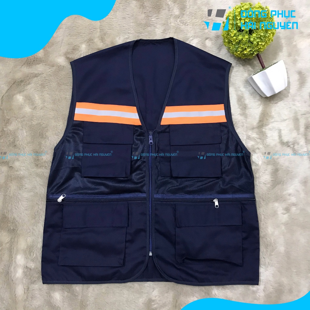 Áo gile kỹ sư bảo hộ lao động cao cấp phản quang cho công trình