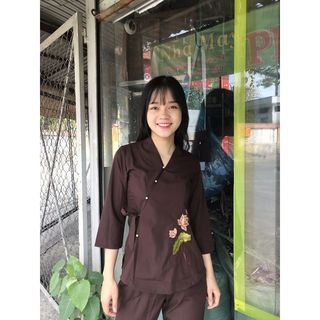 Đồ lam đi chùa Xéo thêu sen