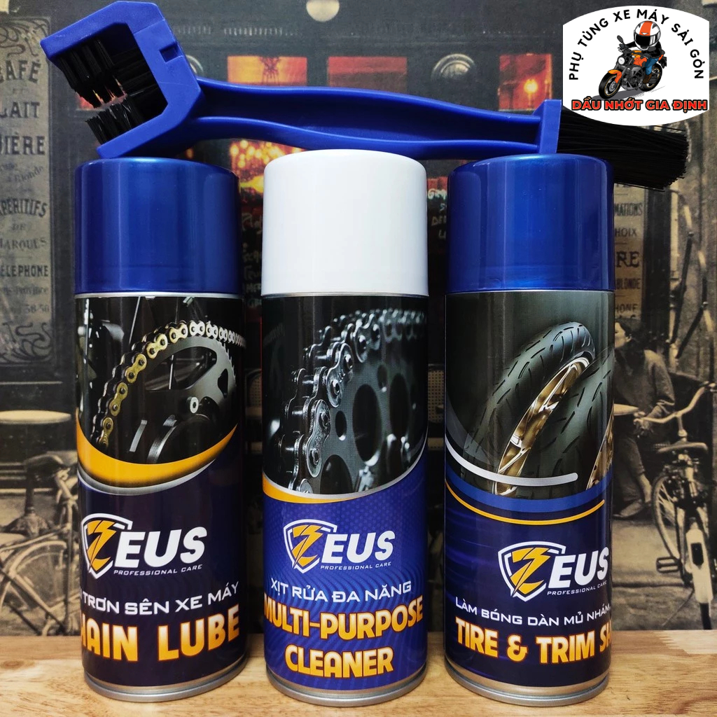 Chai xịt dưỡng sên, rửa sên, phục hồi nhữa nhám Zeus chính hãng [Mua Combo tặng kèm bàn chải 3D]