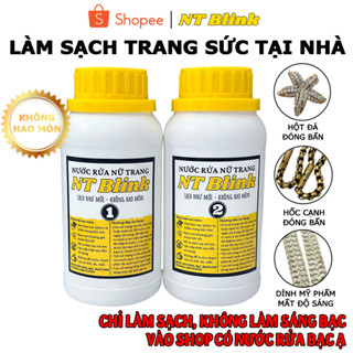Nước rửa trang sức NT Blink loại 450ml, làm sạch vệ sinh bụi bẩn trên trang sức vàng bạc bạch kim.