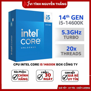 (FULL VAT)CPU INTEL CORE I5-14600K (UP TO 5.3GHZ, 14 NHÂN 20 LUỒNG, 24MB CACHE, 125W)