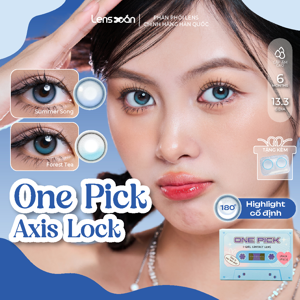 Kính áp tròng cận 6 tháng LENS XOẮN lens tây xanh highlight khoá trục cố định FIXING I-GIRL ISHA ONE