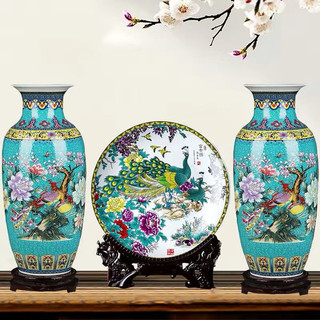  bộ lục bình phú quý kèm đĩa cao 40cm trang trí nhà kệ tủ 