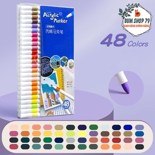  Bộ Bút Màu Marker Acrylic 48 Màu Vẽ Trên Mọi Chất Liệu Đa Năng Hộp Bút Dạ Tô Màu Vẽ Nghệ Thuật 