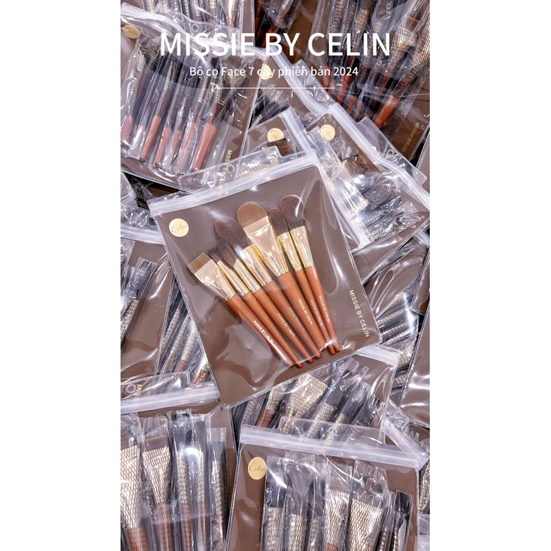 Set cọ face + cọ mắt chi tiết Celin cán cam