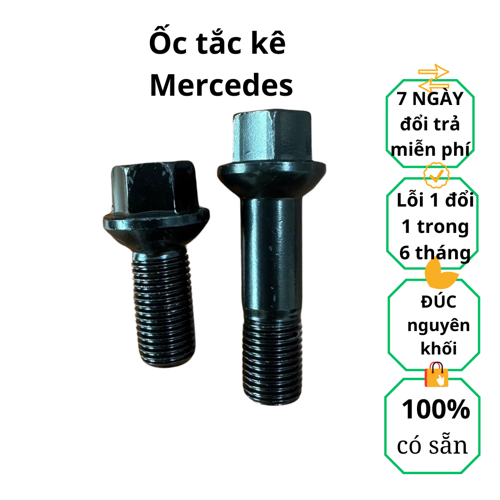 {Mercedes} Bu lông bánh xe, ốc lốp, mũ ốc,ê cu bắt bánh, ốc tắc kê đúc nguyên khối xe Mercedes.