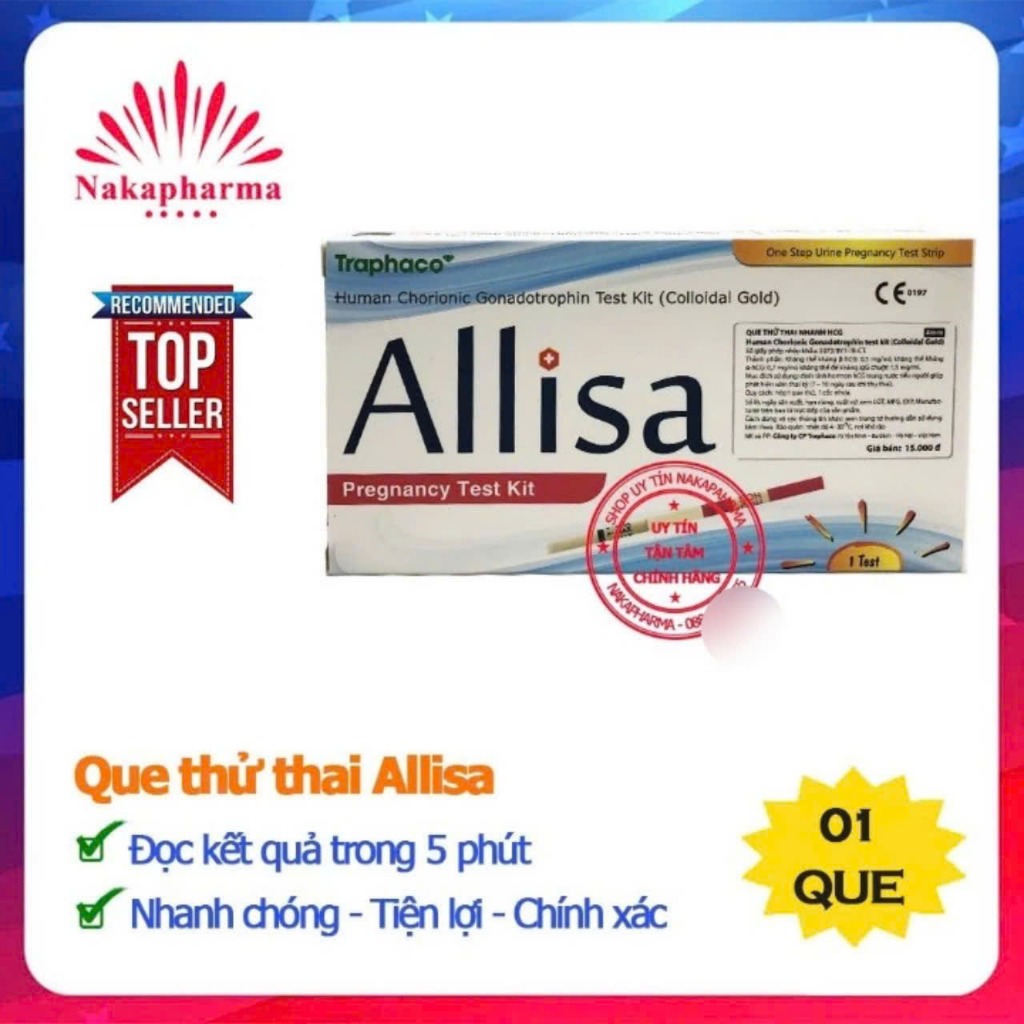 [CHÍNH HÃNG] Que thử thai Allisa Traphaco - Test thai nhanh HCG - Nhanh chóng, tiện lợi, chính xác A