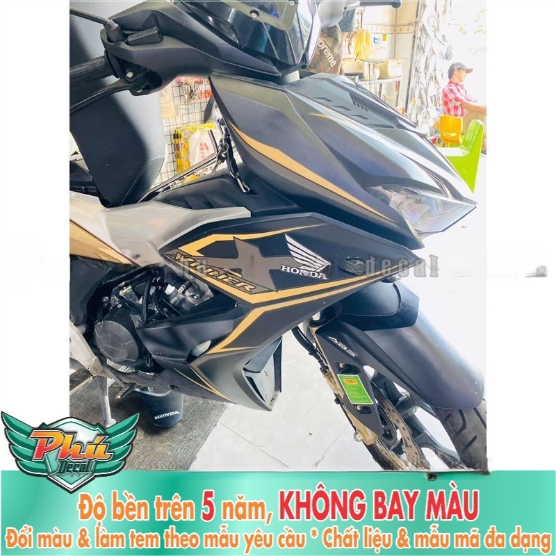Tem rời Winner x đen nhám chỉ vàng đồng
