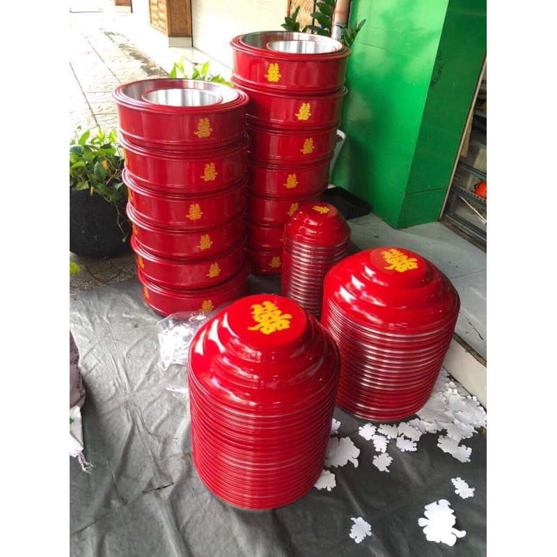 Combo 4 quả đỏ tươi 5 khăn phủ 1 bộ khay cưới đỏ tươi