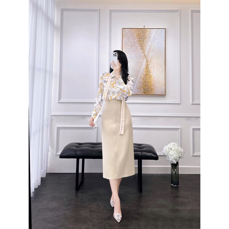 Chân váy xuông midi dài 75cm cạp liền V48 phong cách thời trang công sở | BigBuy360 - bigbuy360.vn