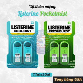  Xịt Thơm Miệng Diệt Khuẩn Listerine Pocket Mist 7.7ml x 2 Sát Khuẩn 99,9% Hàng Mỹ - Tony Hàng USA 