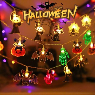 Dây đèn led họa tiết bí ngô ma quái trang trí Halloween (không gồm pin)