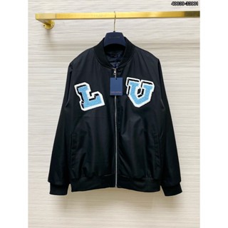 Áo khoác BOMBER LV Nam họa tiết phối chất gió 2 lớp form chuẩn