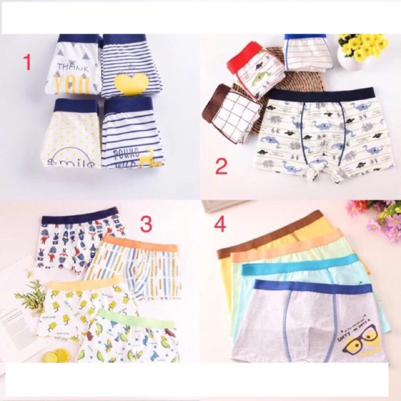 Combo 4 quần sịp bé trai cao cấp đủ size