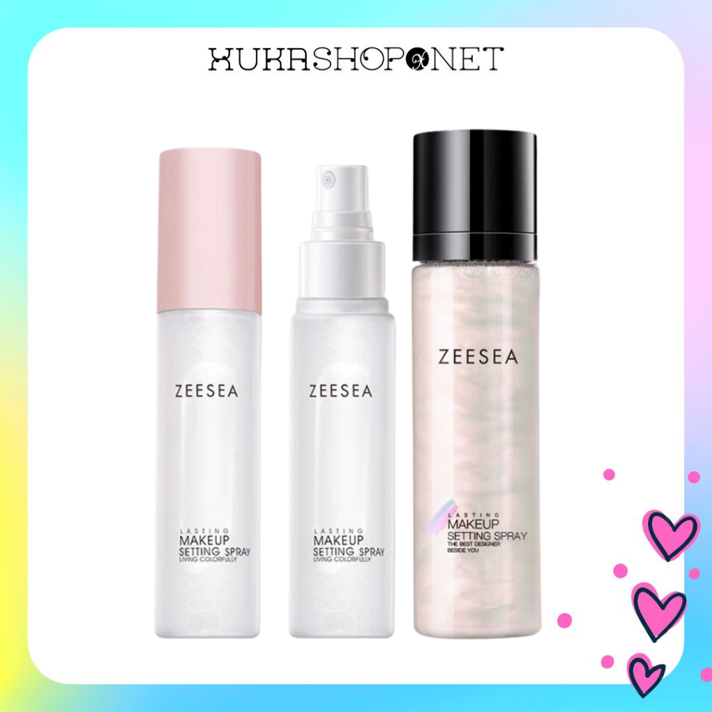 Xịt khóa nền makeup ZEESEA Rose Pink trang điểm bám màu lâu trôi bắt sáng 50ml