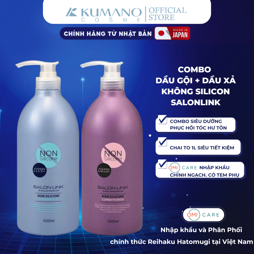 Dầu Gội - Xả Nhật Không Chứa Silicone Salon Link Chuyên Dùng Cho Tóc Khô Hư Tổn, Uốn, Nhuộm (1000ml)